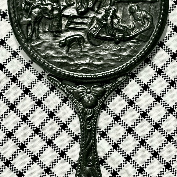 VINTAGE “HANS JENSEN” SILVER PLATE HAND-MIRROR / ‘MADE IN DENMARK’, CIRCA 1940’S - Picture 2 of 6